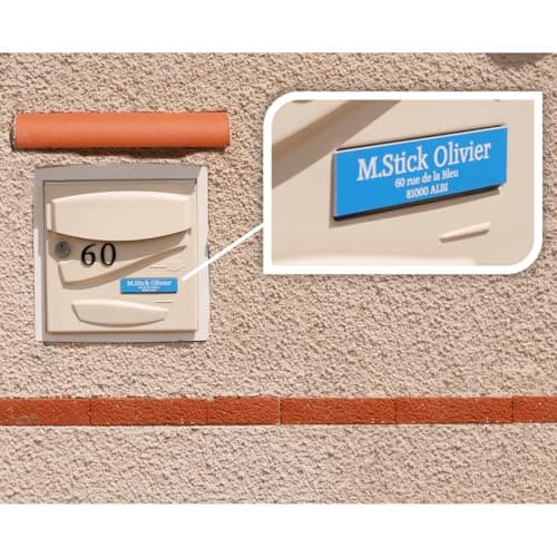 Plaque nom boite aux lettres PVC 10x2,5 cm - Plaque boite aux lettres personnalisable 3 lignes & Logo [ Etiquette boite aux lettres ]