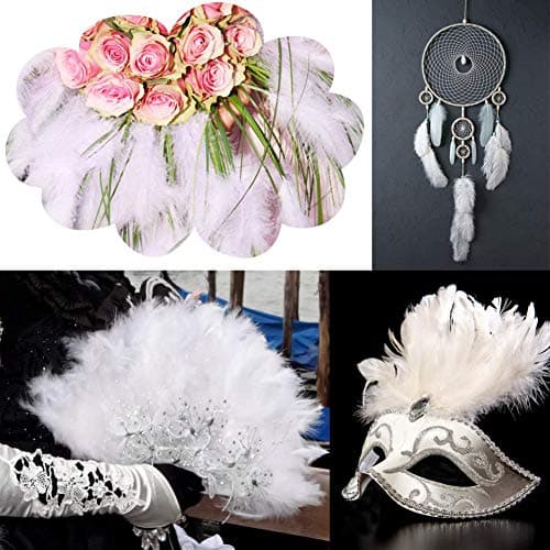 Suneast Lot de 300 Plumes d'oie pour Loisirs Créatifs, Attrape-Rêves, Boucles d'oreilles, Mariage, Festival, Décoration de Fête Prénatale - Blanc, 5-8cm