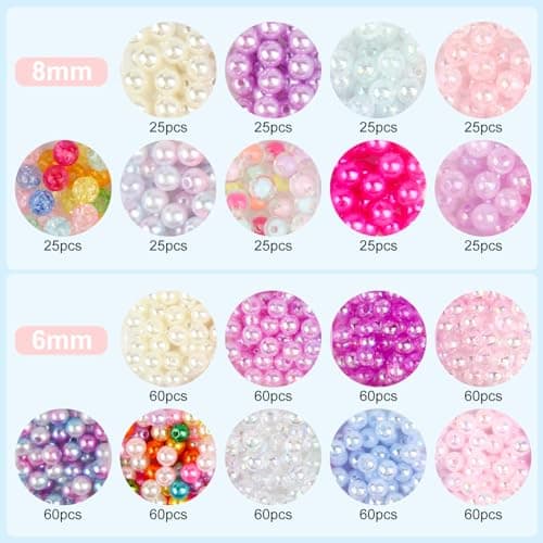 Liangding Perles pour Bracelet, 910+pcs Kit Perles Bijoux Enfants, Kit Fabrication Fille, Jouets Filles Creation Bijoux de 5 à 12 Ans, Coffret de 6/8MM Perles Idée Cadeaux de Noël et d'anniversaire