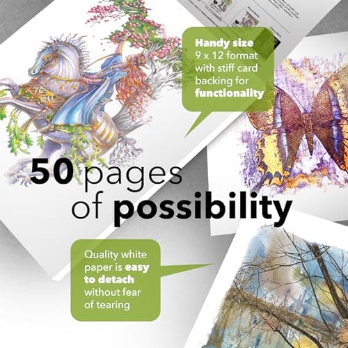 Carnet pour Techniques Mixtes 9 x 12′′ Castle Art Supplies | Lot de 2 | 50 Feuilles de Papier Épais (200 g/m2) à Grain Fin pour Artiste | Liberté de Création, Toutes Techniques (9 x 12′′, Lot de 2)