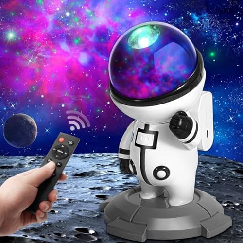 Projecteur Ciel Etoile Rechargeable, 15 Galaxies et Minuterie, Double Contrôle Veilleuse Astronaute, Enfant Adulte Decoration Chambre Plafond Rotation Led Lampe Projecteur, Cadeaux Noel Anniversaire