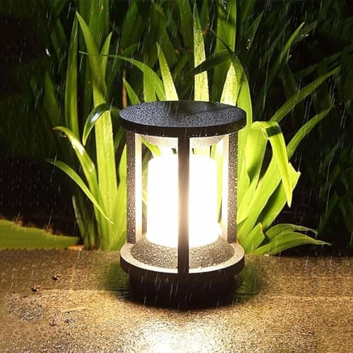 Budbuddy 20W LED Lampe de Jardin Noir Poteau de Jardin Cylindrique Lampe de Exterieur Poteau Imperméable IP65 luminaire de Jardin Douille E27 pour Ies Jardins Chemins Pelouses