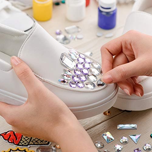 500 Pièces Gemme Acrylique de Couture Strass de Couture en Cristal Mixte avec 2 Trous pour Vêtement Couture Perle Décoration (Cristal AB)