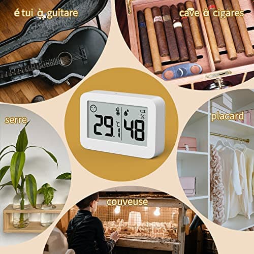 DOOMAY 2 mini hygromètres thermomètres d'intérieur, jauge d'humidité avec Celsius (°C), moniteur de température numérique pour cave à serre, chambre de bébé, cave, incubateur de reptiles