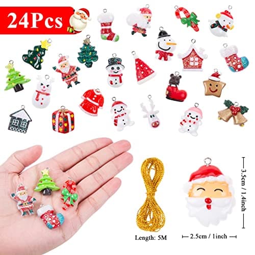 MELLIEX 24pcs Noël Ornements Miniatures Décoration de Noël Arbre de Noël Figurine à Suspendre avec des Cordes