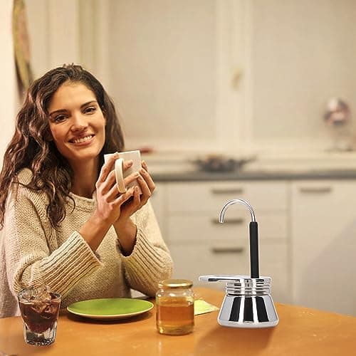 Tissting Cafetière Moka de 6,1 X 3,7 Pouces, Machine à Expresso à Bec Unique en Acier Inoxydable, Portable Moka Express en Acier Inoxydable, Mini Cafetière à Expresso Italienne Machine à Café