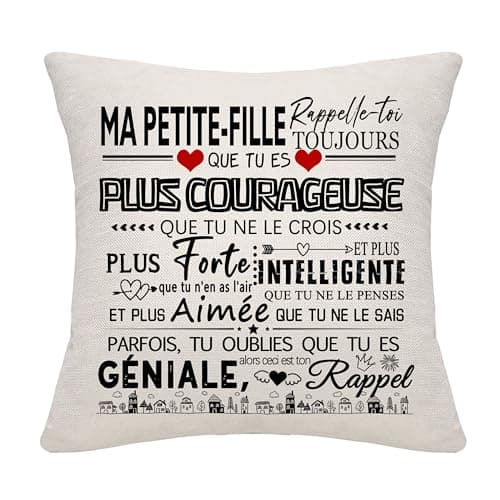 Bommex Cadeau d'inspiration pour la Petite-Fille Rappelle-toi Toujours Que Tu ES Plus Courageuse Housse de Coussin pour Cadeau d'anniversaire Cadeau de Fin d'études Cadeau de Noël (ma Petite-Fille)
