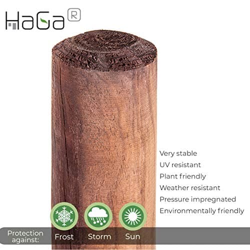 HaGa® Poteaux en Bois Palissade en Bois de Pin - 8 cm de Diamètre x 50 cm de Hauteur - 1 Piquet de Clôture en Pin - 50 cm - Construction de Clôture - Résistant aux Intempéries