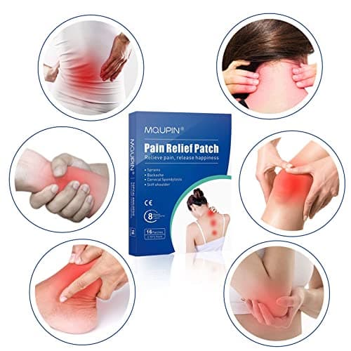 MQUPIN Patchs de soulagement de la douleur,Patchs de soulagement de la douleur à effet durable, Kit de patchs de soulagement de la douleur pour les genoux, le dos, le cou, les épaules (32 patchs)
