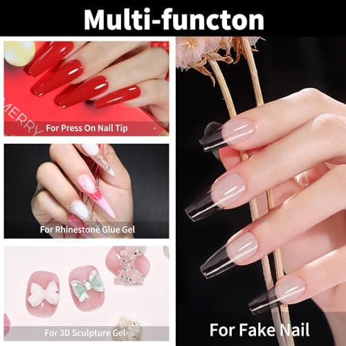 Beautilux Solide Gel de Colle à Ongles, 50g Solide Nail Gel Glue pour Faux Ongles, Rhinestone Glue Strass Ongle Décoration, Nail Art 3D