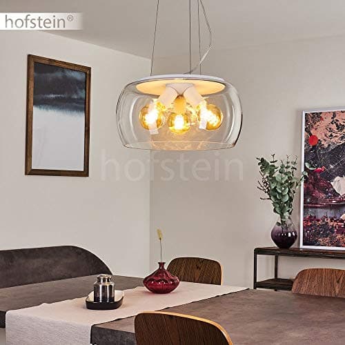 Suspension Ahanga en métal noir et verre fumé, lampe pendante rétro-design idéale dans un salon contemporain, Ø 25 cm, hauteur max. 250 cm, pour 1 ampoule E27, ampoule(s) non incluse(s)