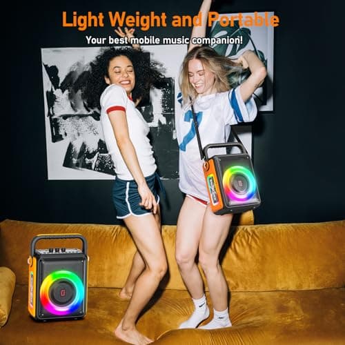HWWR Machine de Karaoké Adultes et Enfants, Enceinte avec Micro sans Fil, Equipement de Karaoke Supporte TF/USB/AUX/TWS, Réunions Famille for Home Parties/Outdoor Camping/Beach Parties.