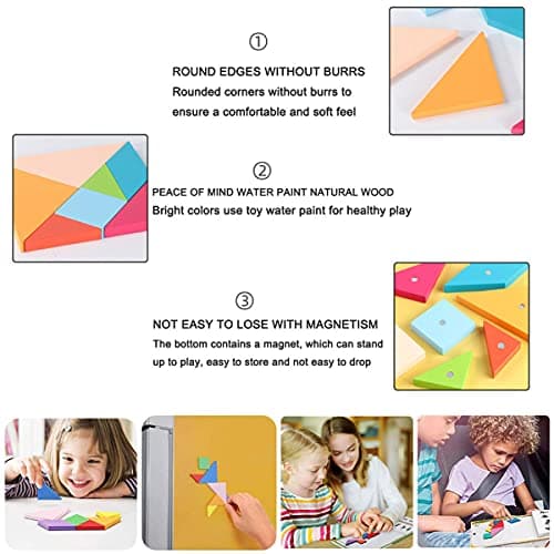 Puzzle De Jeux De Voyage,Puzzle De Jeu Tangram,Tangram en Bois magnétique Apprentissage des Formes et Couleurs,Jeu Éducatif De Construction Et d'Imagination Cadeau Cadeau de Noël Anniversaire