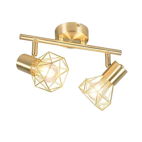 QAZQA mosh - Spot plafond, plafonnier - 2 lumière - L 34 mm - Laiton - Moderne - éclairage intérieur - Salon I Chambre I Cuisine I Salle à manger