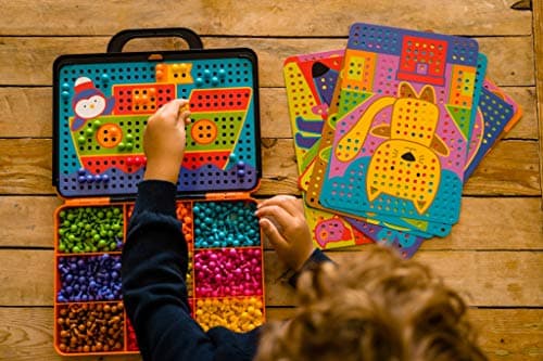 Nathan - Clic Educ Mosaïques - jeu de société - jeu d'apprentissage et reconnaissance des couleurs - développe la motricité fine et la créativité - 675 pions - loisirs créatifs - enfant 4 ans
