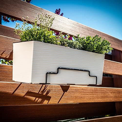 KADAX Support de pot de fleurs universel, pratique et élégant pour balustrade, balcon, terrasse, jardinière, intérieur et extérieur, support de plantes, acier, noir