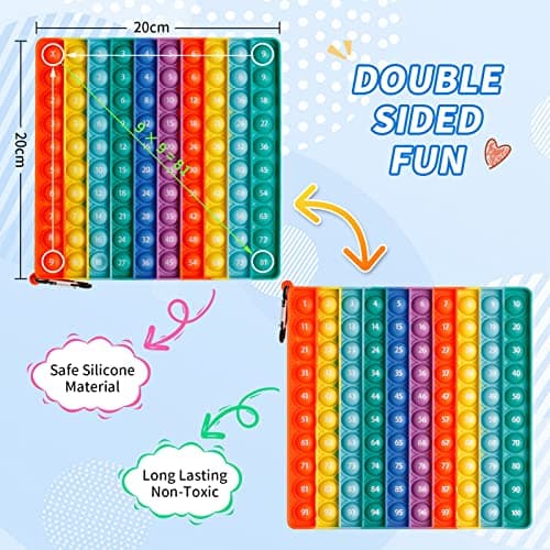 Pop Fidget It Toys 2 in 1 MEINRAUM Poppit Géant Math Multiplication Push Bubble Anti Stress Sensory Jouets en Silicone Arcenciel Educatifs Poppers pour Enfants Adultes