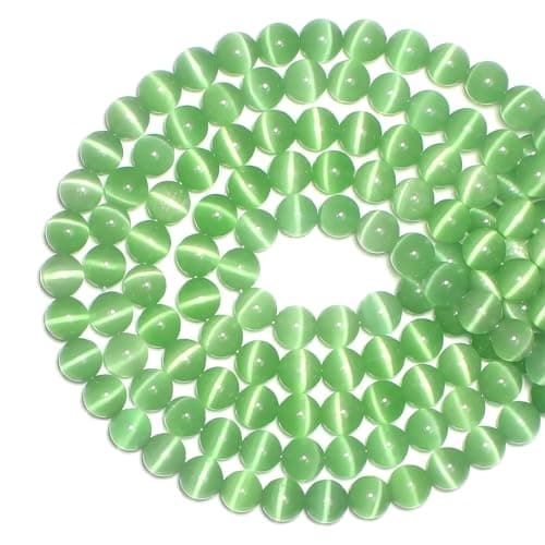 MJDCB 180 pièces Petites Perles Oeil de Chat Vert Clair 6mm Perles de Cristal Ronde Vrac pour La Fabrication de Bijoux Bracelets Boucles D'oreilles Colliers Accessoires