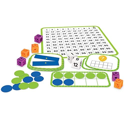 Learning Resources- Kit d’activités mathématiques Skill Builders! jouet éducatif pour filles et garçons de 3, 4, 5 ans, apprendre les maths, compter, addition, soustraction, compter jusqu’à 100