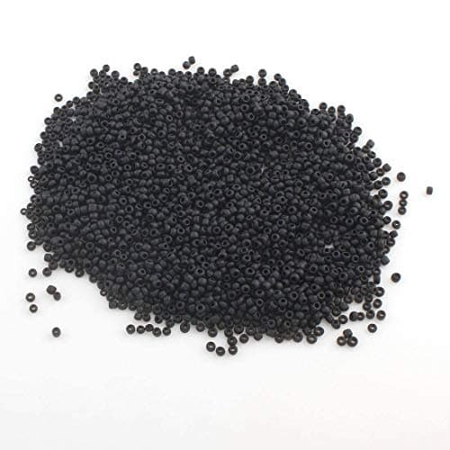 Lot de 6500 perles de rocaille en verre opaque, mat, 11/0, perles poney, opaque, rocailles de 2 mm, couleurs au choix (noir mat)