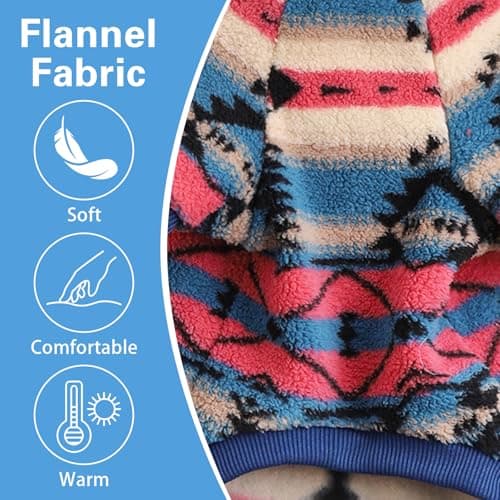 Yoolhamy Pull en polaire pour chien de petite taille - Vêtement d'hiver ethnique bohème - Doux et chaud - Pull thermique pour chien - Rose - Taille S