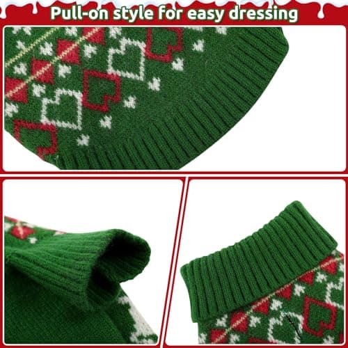 KONVINIT Pull Noel Chien,Hiver Tricot Pull de Noël pour Animaux de Compagnie à Col Roulé Pull-Overs pour Chiens,pour Petit Moyen Grand Chien Chiot