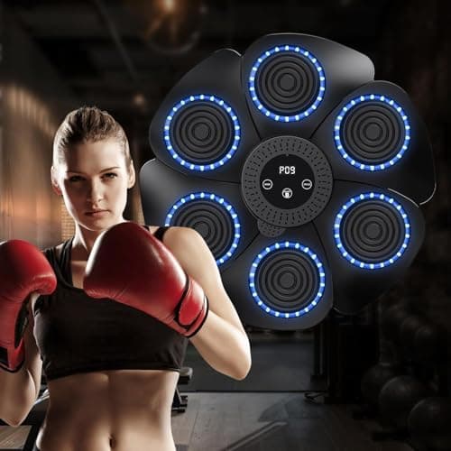 Générique Updata Machine de Boxe Musicale,2024 Nouvelle Modèle Mural Professionnel Entraîneur de Boxe,Mode Bluetooth avec lumières LED et Gants de Boxe,9 Le Mode de Vitesse et de décompte