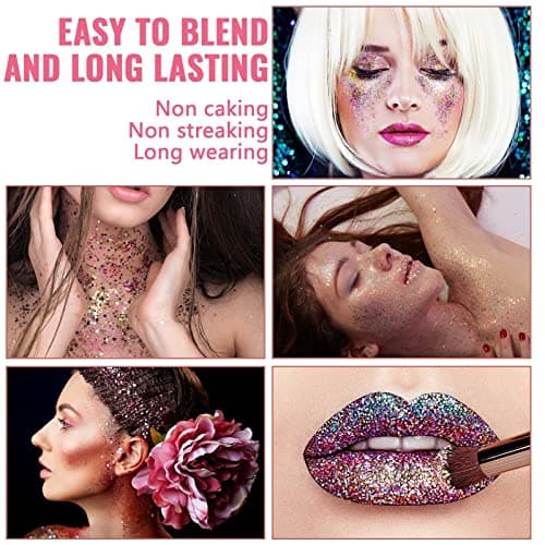 Royouzi Paillettes Visage, Glitter Body Gel, 6 Bouteilles Sirène Paillettes, Chunky Glitter Liquide Gel, 6 Couleurs Maquillage Glitter pour Fard à Paupières, Festival, Fête, Noël, Pâques, Maquillage