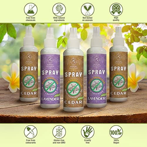 Spray A/M aux Huiles Essentielles de Bois de Cèdre et Citron 250ml - Protection Naturelle Contre les Mites - Dissuasion des Mites pour Penderies - Piège à Mites - Sans Produits Chimiques
