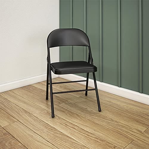 COSCO Premium Vinyl Chaise Pliante Rembourrée en Métal 4Pk Blk