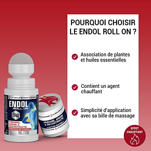 ROLL ON HUILES ESSENTIELLES Endol Lot de 3 - Sensation de chaleur - Pour Apaiser Muscles et Articulations - Gel Articulaire - Fabriqué en France - Laboratoire Français Eric Favre