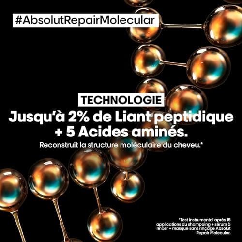 L’Oréal Professionnel, Routine Réparatrice Absolut Repair Molecular pour Tous Types de Cheveux Abîmés, Répare 2 ans de Dommages en Une Application, Formule brevetée, Shampoing + Sérum