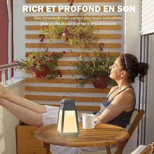 Inwa Enceinte Bluetooth Exterieur,Synchronisation jusqu'à 100Haut-Parleurs,Étanche IPX5 avec Montre Lumineuse Synchronisée sur Le Rythme,Veilleuse et Compatible avec Echo Dot pour Terrasse et Jardin