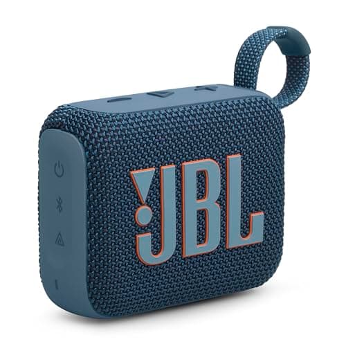 JBL GO 4, Enceinte Bluetooth ultra-portable, son JBL Pro, basses percutantes, 7 heures d'autonomie, fonction Playtime Boost, résistante à l'eau et à la poussière IP67, en bleu
