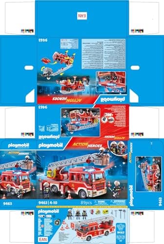 Playmobil 9463 Camion de Pompiers avec échelle pivotante - City Action - avec Trois Personnages, Un véhicule avec échelle télescopique, Module Lumineux et sonore - Intervention de Secours - Dès 4 Ans