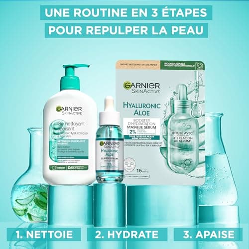 GARNIER Skin Active - Gel Nettoyant Apaisant - pH Neutre - Élimine Maquillage & Impuretés - Hydrate & Repulpe - Enrichi En Aloe Vera, Glycérine & Acide Hyaluronique - Vegan & Cruelty Free - 250 ml