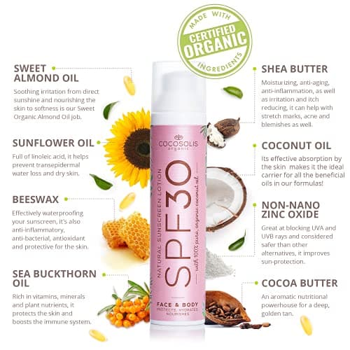 COCOSOLIS | Crème solaire SPF 30, hydratante et protection solaire pour tous les types de peau, aux huiles bio | Protection solaire bio (100 ml)