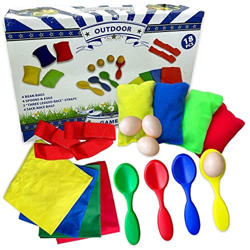 MIJOMA Kit de jeu d'extérieur 18 pièces pour enfants - Jeu de lancer - Jeu de course à 3 jambes