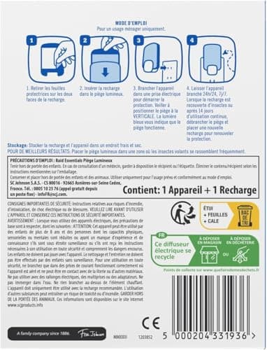 Raid Essentials Piège Lumineux Anti-Mouches - 1 Piège + 1 Recharge