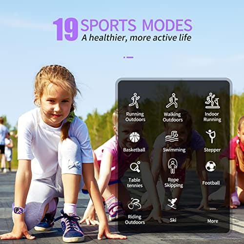 HENGTO Fitness Tracker Montre pour Enfants, Montre Intelligente étanche IP68 avec 19 Modes de Sport, podomètre, Moniteur de Sommeil, Excellent Cadeau pour Filles Adolescents 6-16 (Mauve)