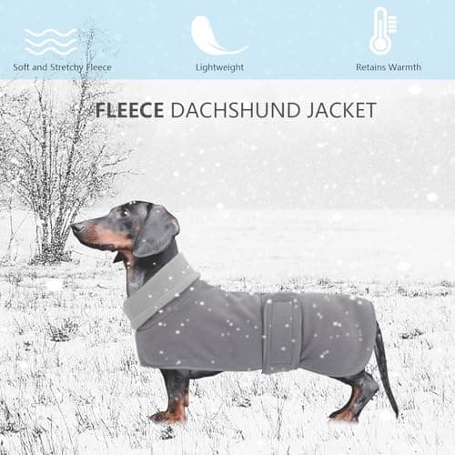 Geyecete Manteau d'hiver en Polaire pour Teckel Pull pour Chiens Chaud à col Montant Veste pour Chiot,pour Chiens de Petite et Moyenne,avec Ceinture réglable-Gris-S