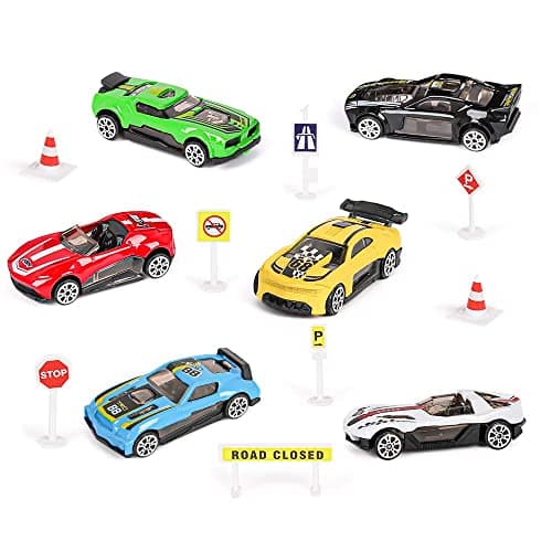 m zimoon Jouet de Camion de Transporteur de Voiture avec 6 Mini Voitures en Métal, Voiture Enfant Jouet Cadeau pour 3 4 5 6 Ans Garçons Filles Enfants