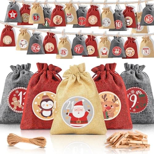 Alintor Calendrier de l'avent a Remplir Soit Meme, 24 Calendrier de l'avent Vide, Grands Calendrier Avent a Remplir, Sac Pour Calendrier de l'avent 2024 Femme Homme