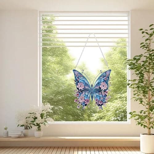 Aikeis DIY Diamant Art Pendentif Peinture à Suspendre Papillon Violet Cristal Spécial Pierre Précieuse Bricolage Peinture Kit de Peinture Décor de Mode