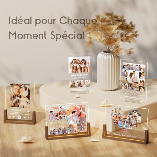 LUCKOR Cadeau Noel pour Couple Copain et Copine - Cadre Photo Personnalisé - Cadeau Personnalisé pour Femme et Homme de Noël St-Valentin Anniversaire - Cadeaux Lumineux Noel - Lampe Photo