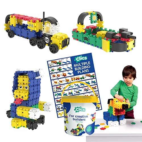 Clics Jouets de Construction pour Les Enfants à partir de 3 Ans, Jouets éducatifs créatifs dans Un Ensemble de 275 pièces, Blocs de Construction pour Filles et garçons, Jouets Montessori STEM,