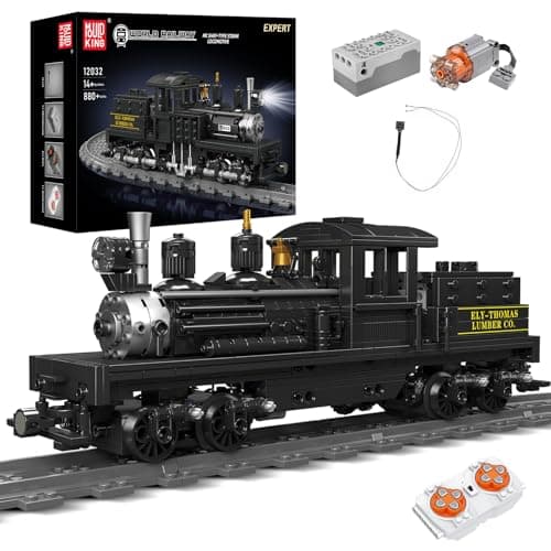 Mould King 12032 Technologie Locomotive à Vapeur Train Modèle Blocs de Construction, 880 Pièces Ensemble de Locomotive avec Phares Télécommande Pince Blocs de Construction Ensemble de Construction