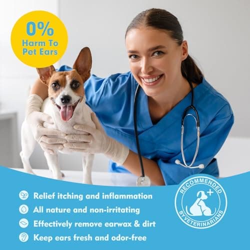 PICE PET Lingettes Nettoyantes pour Les Oreilles aux Algues - Lingettes Douces pour Le Nettoyage du Cérumen et des Débris - Apaise Les Démangeaisons et l'Inflammation - Non Parfumé, 60 Lingettes