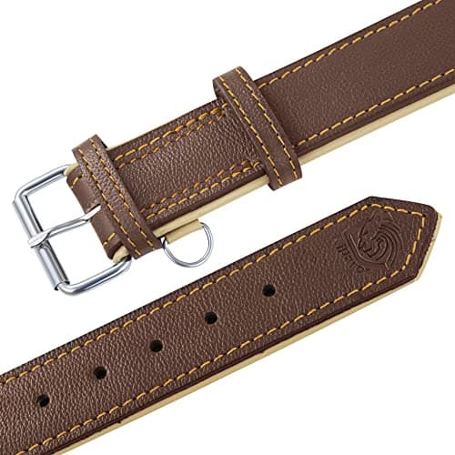 Riparo Collier pour Chien en Cuir véritable (Marron, L: 3,8 cm de Large pour 45,7 cm - 53,3 cm de Cou)