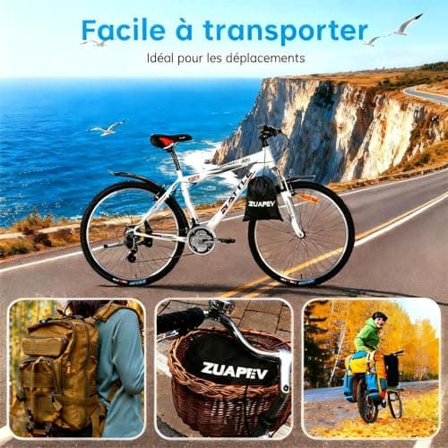 ZUAPEV Housse Velo Exterieur Protection, Bache Velo Exterieur Impermeable 210D Bâche Vélo Etanche, Protege velo Pluie Couverture 1 Velo de Course/Route/ VTT/Electrique/Ville/Enfant,195x70x110cm